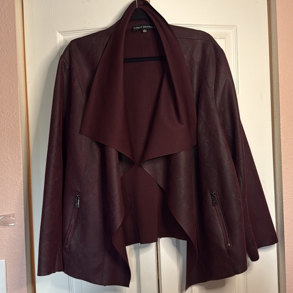 Catherine Malndrino Burgundy faux leather Jacket size 2x - Picture 2 of 10